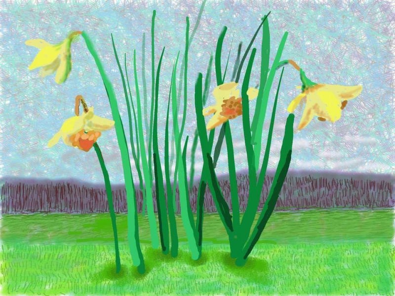 ‘Do remember they can’t cancel the spring’. A message of hope shared by David Hockney this week, who is currently in self-isolation.