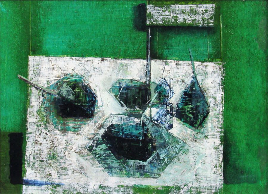 David Walsh, Blue Green Table Piece, 1960. One of the very first artworks to join the Paintings in Hospitals collection.